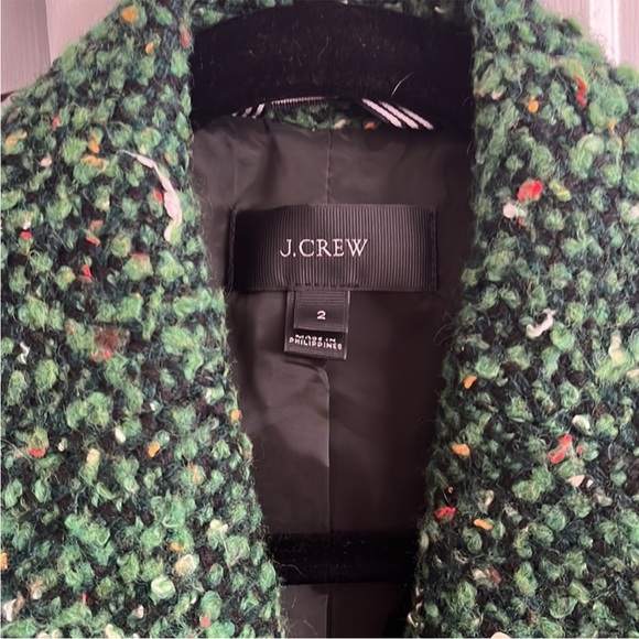 J Crew Daphne Boucle Tweed Topcoat Green size 2 EUC Blogger Favorite - Picture 7 of 12